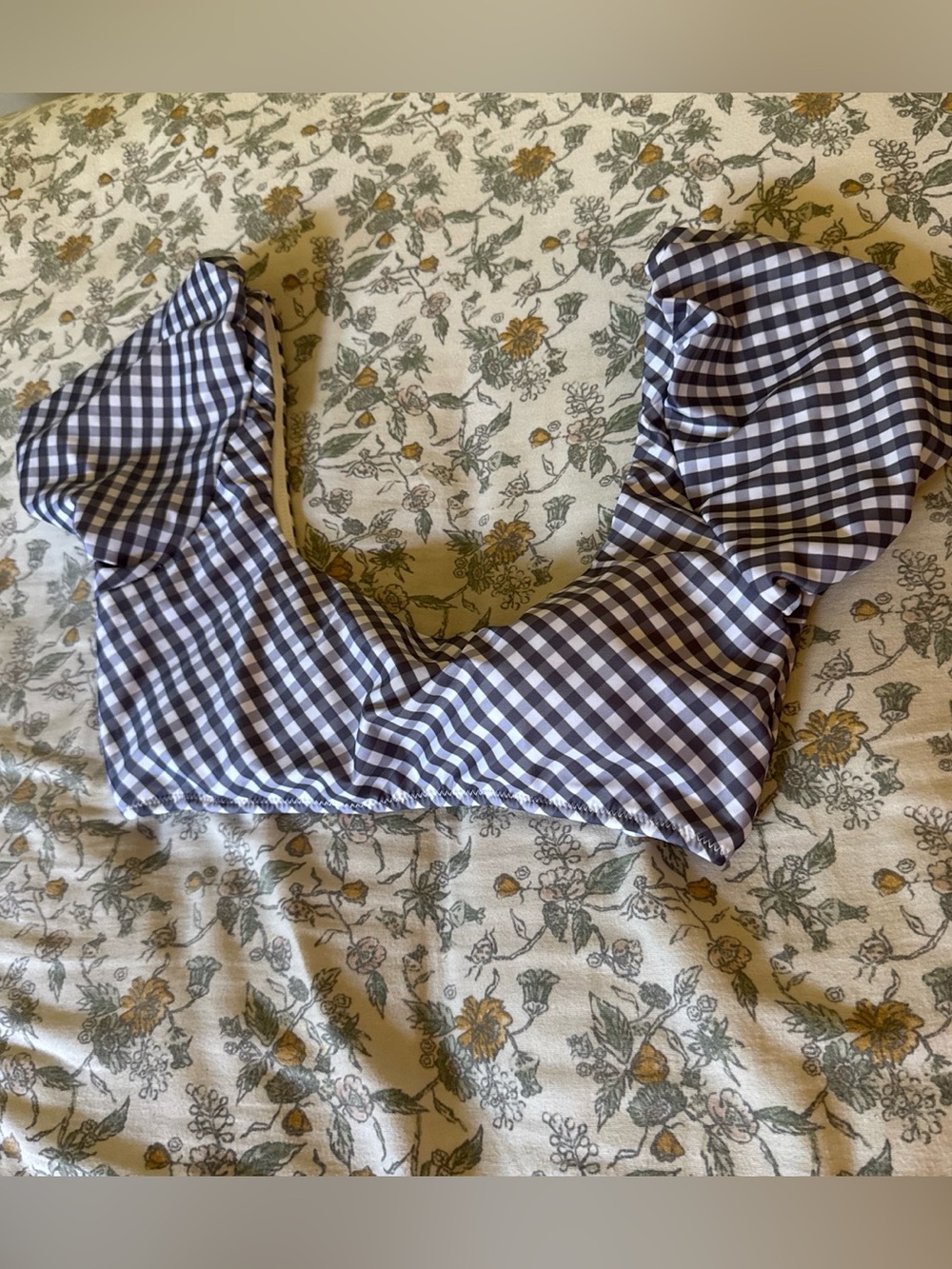 Raisins Navy and White Gingham Bikini Top